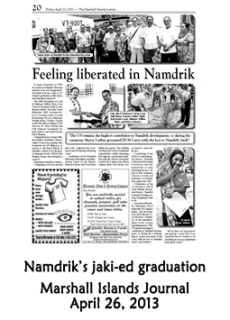 Namdrik's jaki-ed graduation.  Marshall Islands Journal